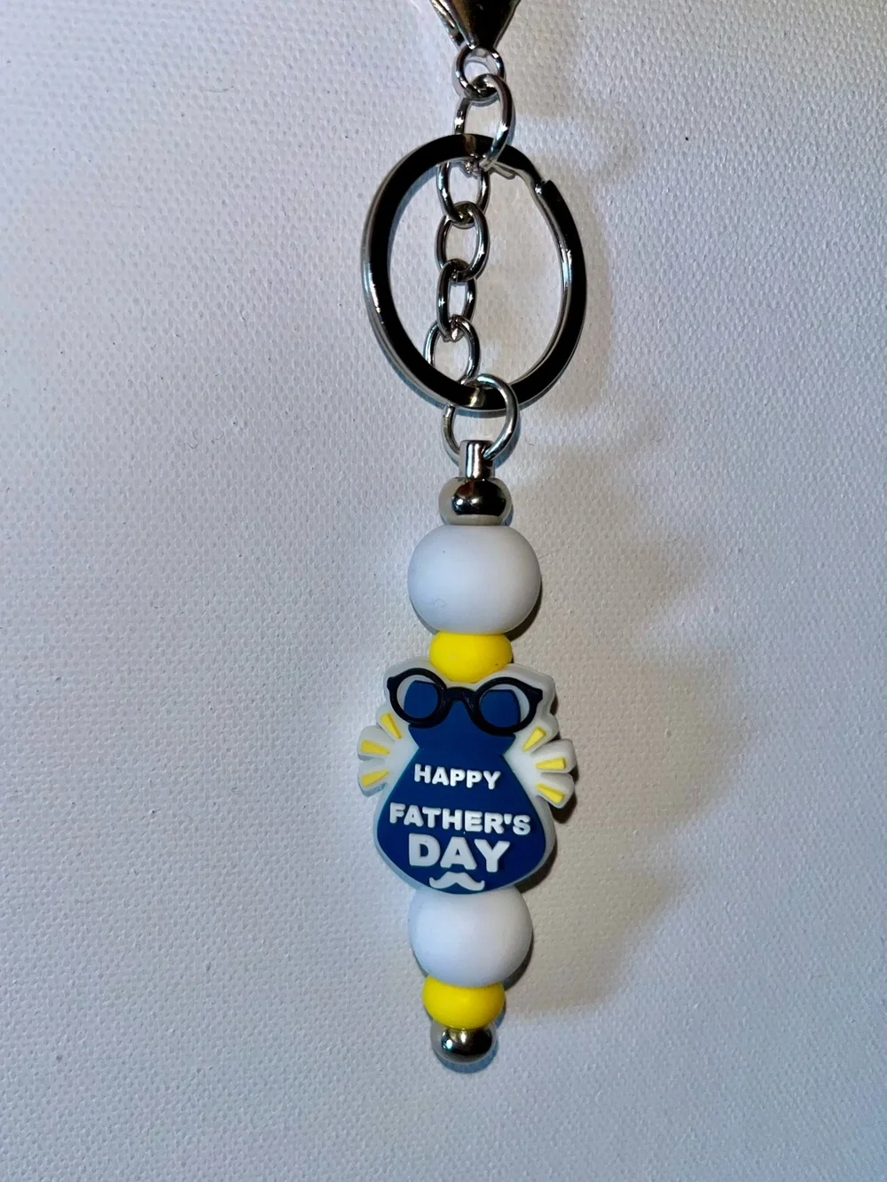 Happy Father's Day Blue, White & Yellow Necktie Keychain Key Holder